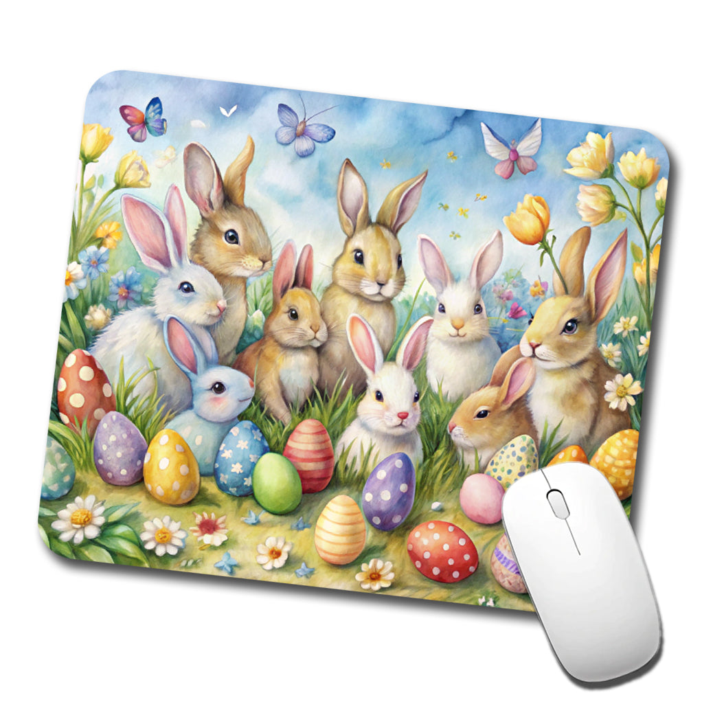 Easter Bunnies Watercolor Low Profile Mouse Pad Mat
