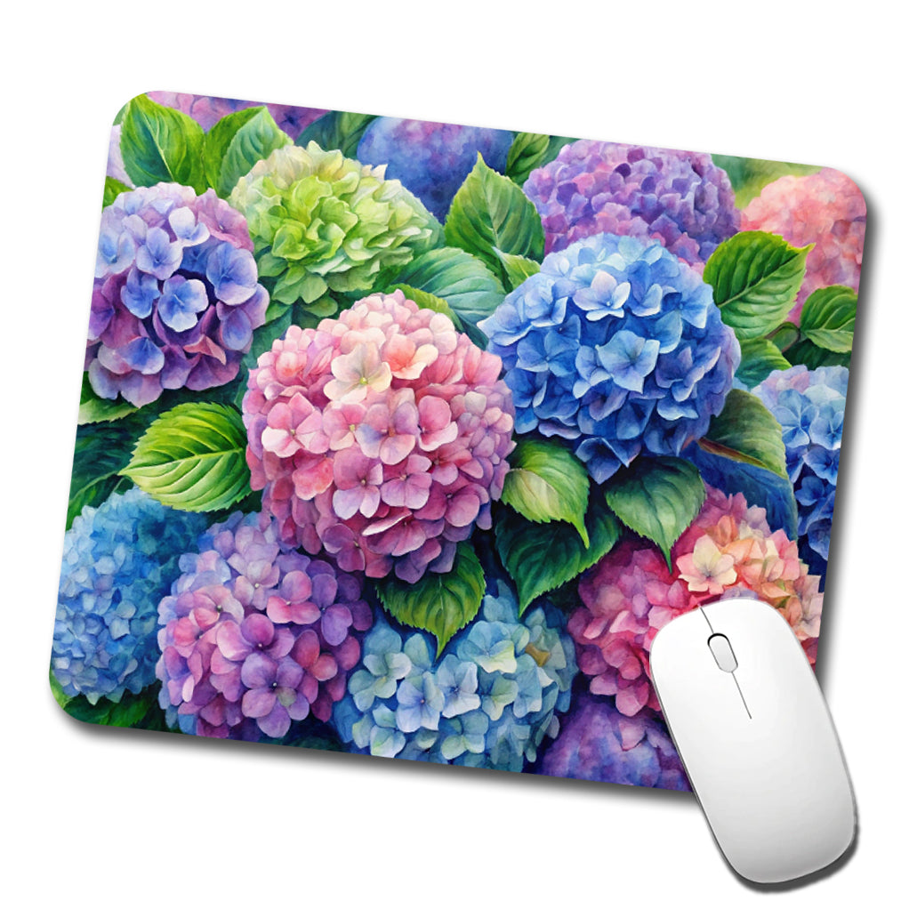 Hydrangeas Colorful Flowers Beautiful Low Profile Mouse Pad Mat