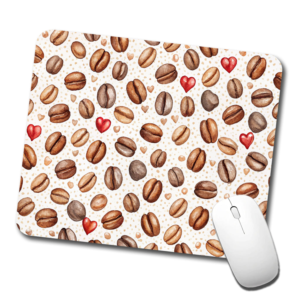 Lots Of Coffee Beans Hearts Low Profile Mouse Pad Mat
