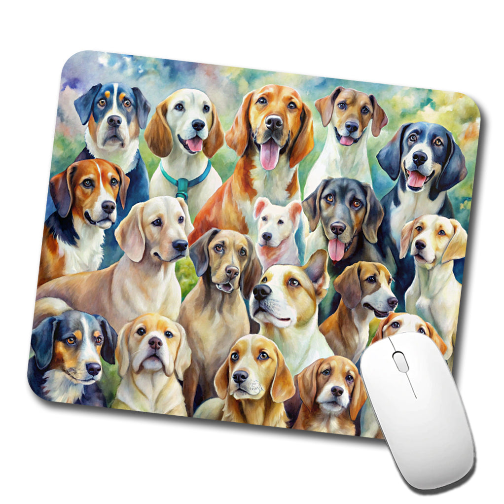 Lots Of Dogs Watercolor Low Profile Mouse Pad Mat