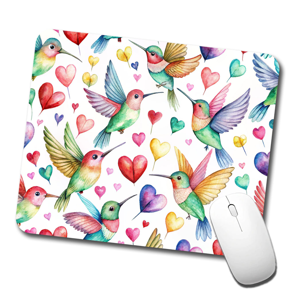 Lots Of Hummingbirds And Hearts Low Profile Mouse Pad Mat