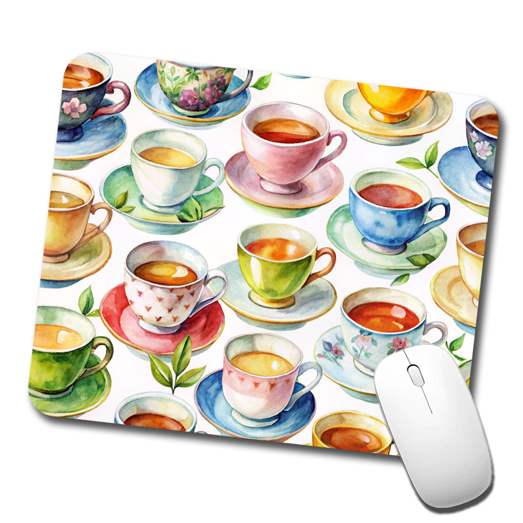 Lots Of Tea Cups Low Profile Mouse Pad Mat
