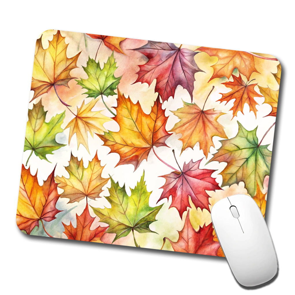 Maple Leaves Watercolor Low Profile Mouse Pad Mat