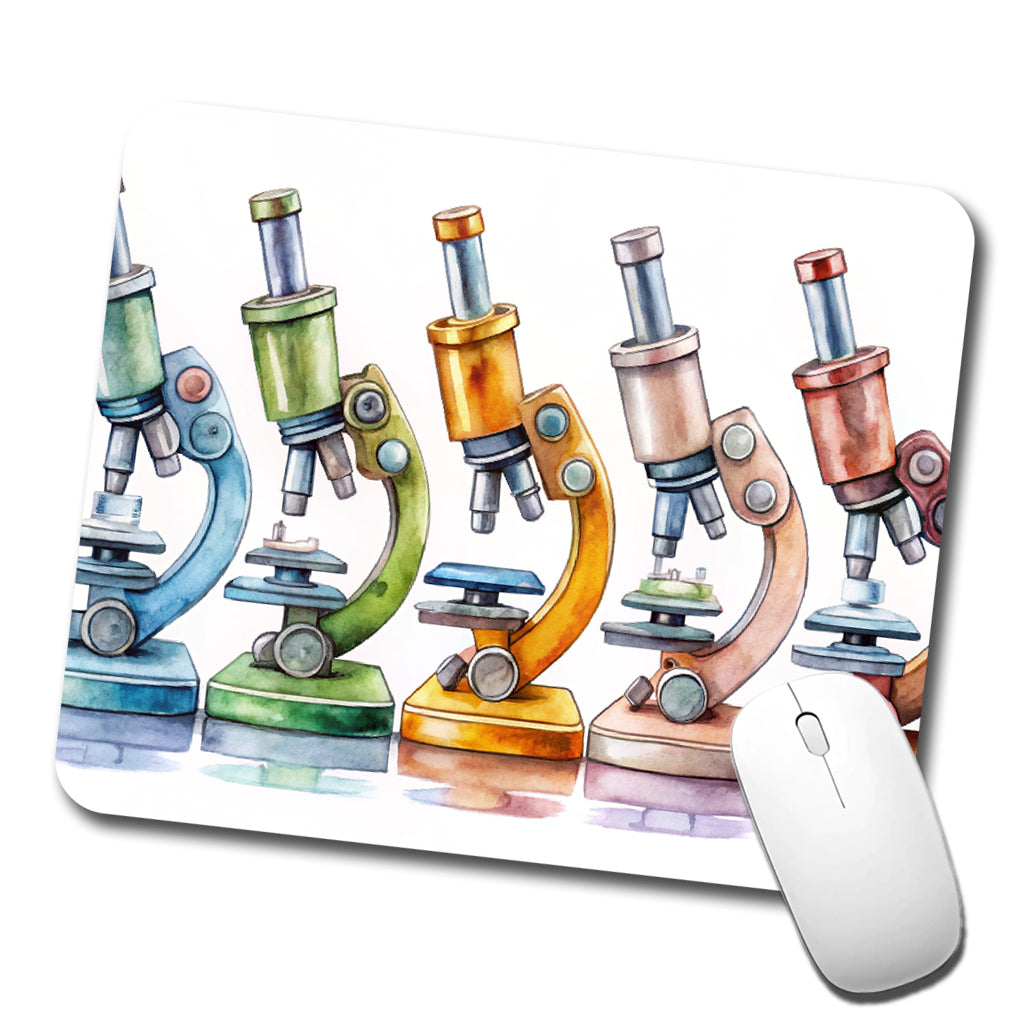 Microscopes In A Row Science Scientist Lab Anatomy Teacher Low Profile Mouse Pad Mat
