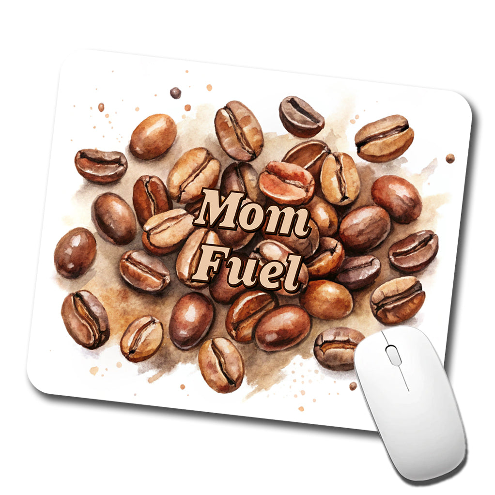 Mom Fuel Coffee Beans Watercolor Low Profile Mouse Pad Mat