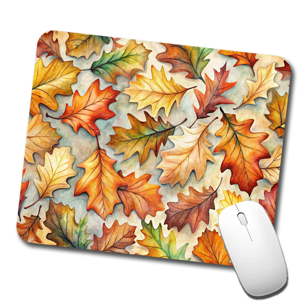 Oak Leaves Watercolor Low Profile Mouse Pad Mat
