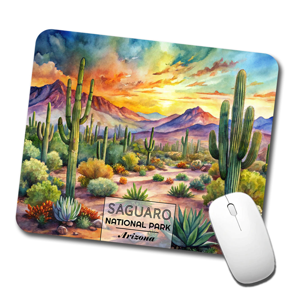 Saguaro National Park Cactus Arizona Watercolor Low Profile Mouse Pad Mat
