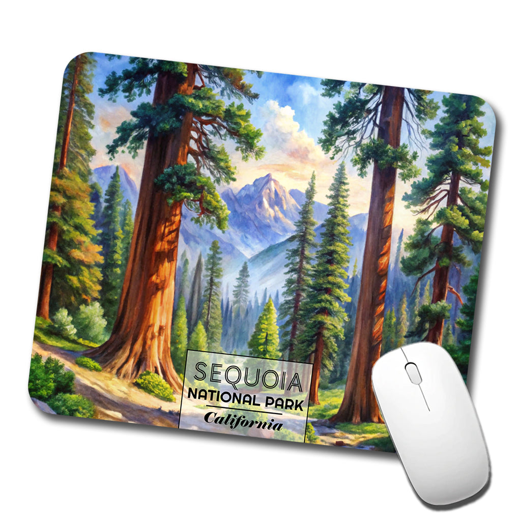 Sequoia National Park California Watercolor Low Profile Mouse Pad Mat