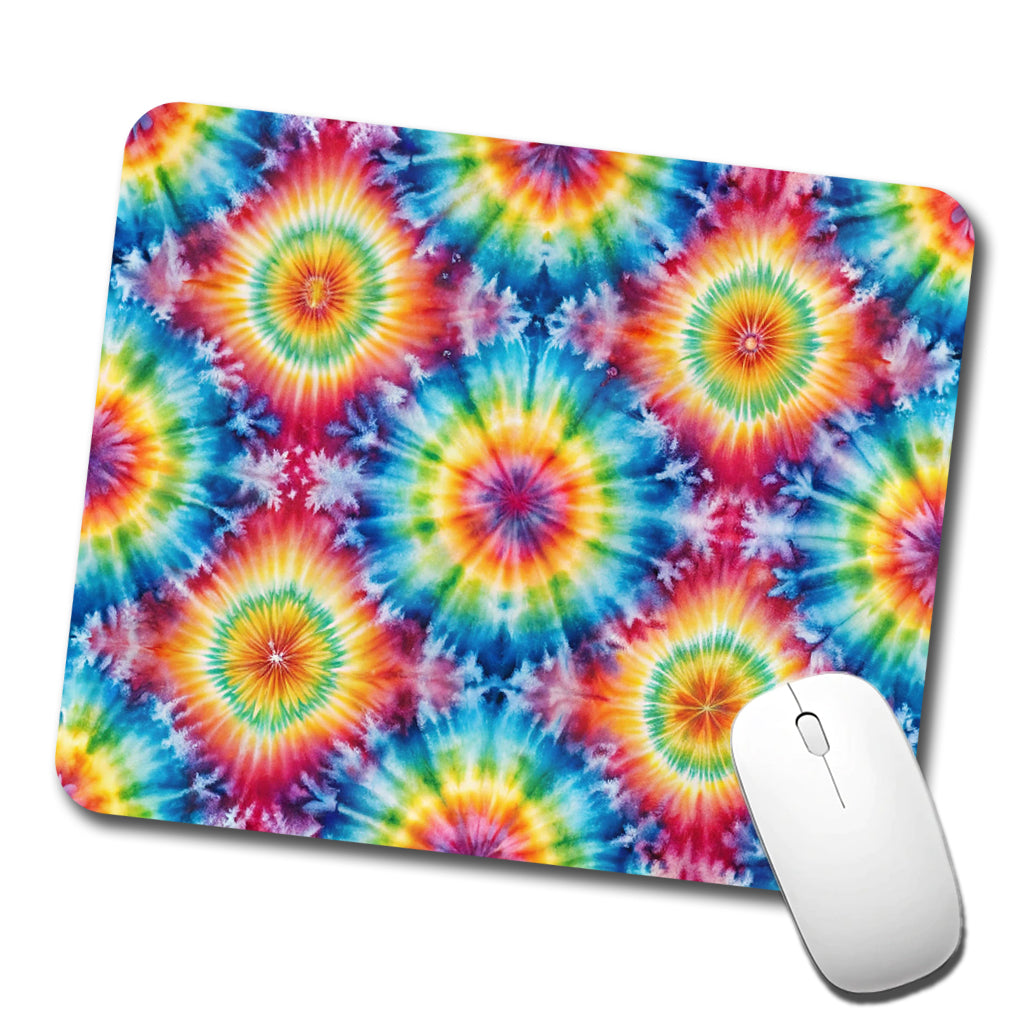 Tie Dye Pattern Fun Watercolor Low Profile Mouse Pad Mat