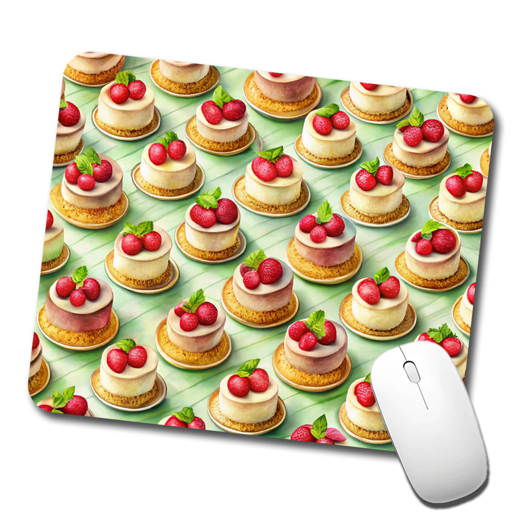 Tiny Cheesecakes On Plates In A Row Low Profile Mouse Pad Mat