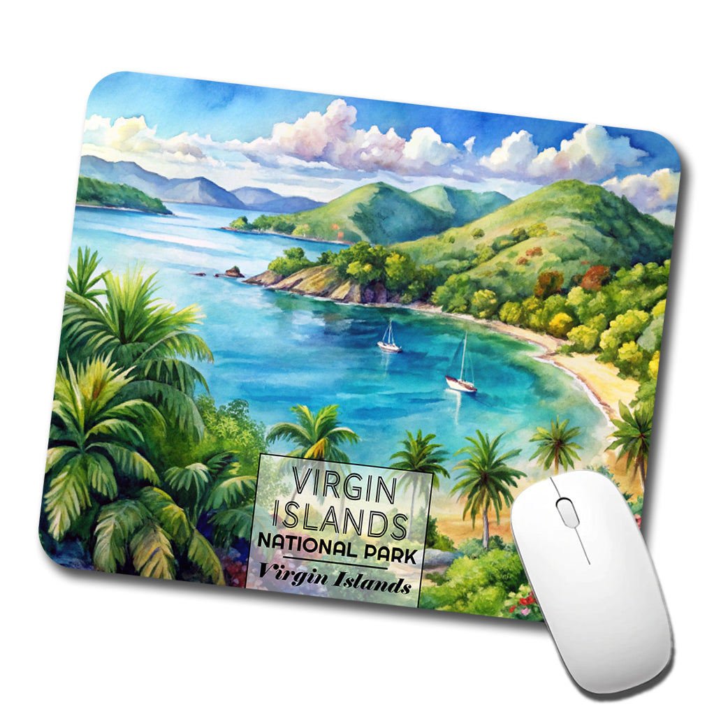 Virgin Islands National Park Watercolor Low Profile Mouse Pad Mat