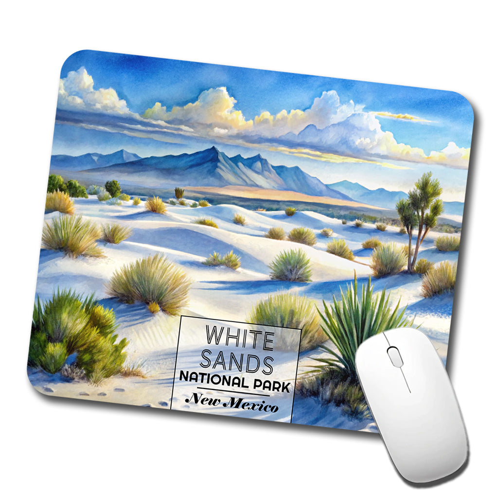 White Sands National Park Desert New Mexico Watercolor Low Profile Mouse Pad Mat