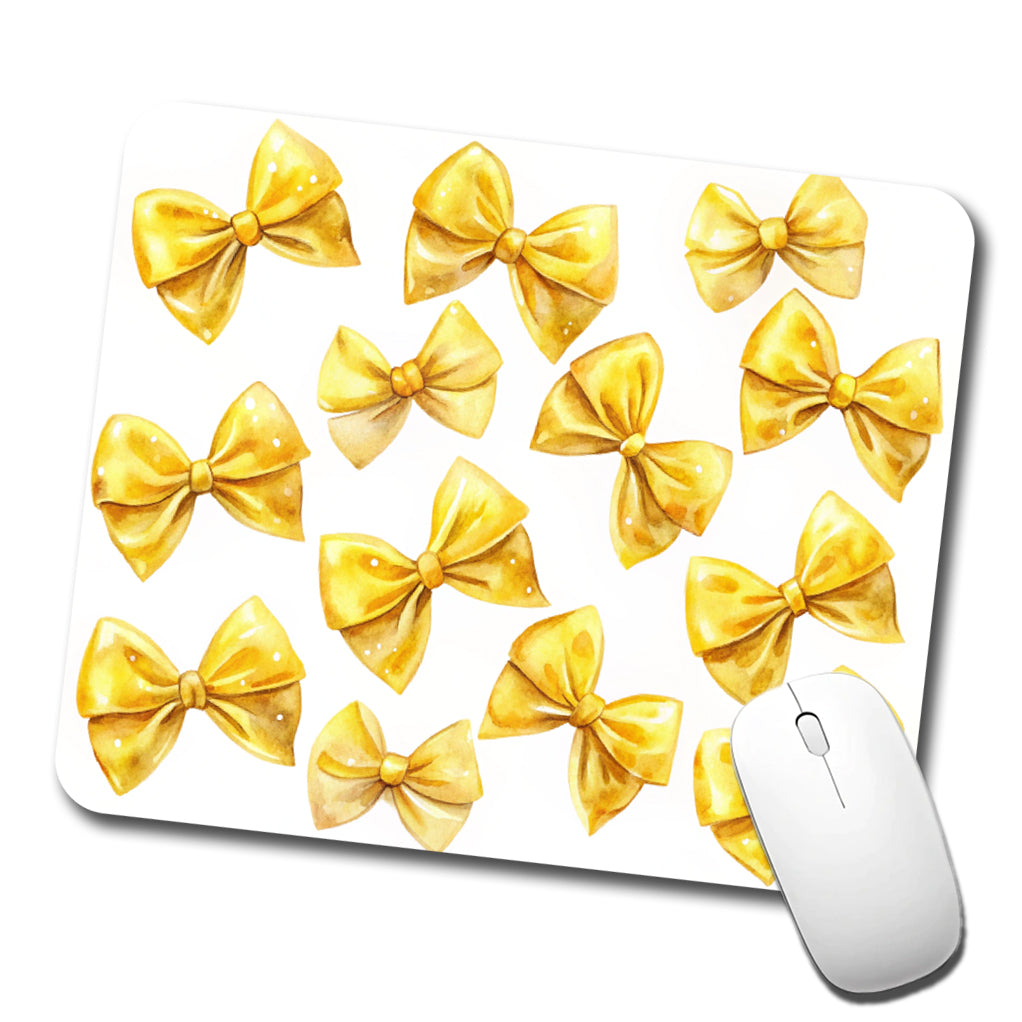 Yellow Coquette Bows Watercolor Low Profile Mouse Pad Mat