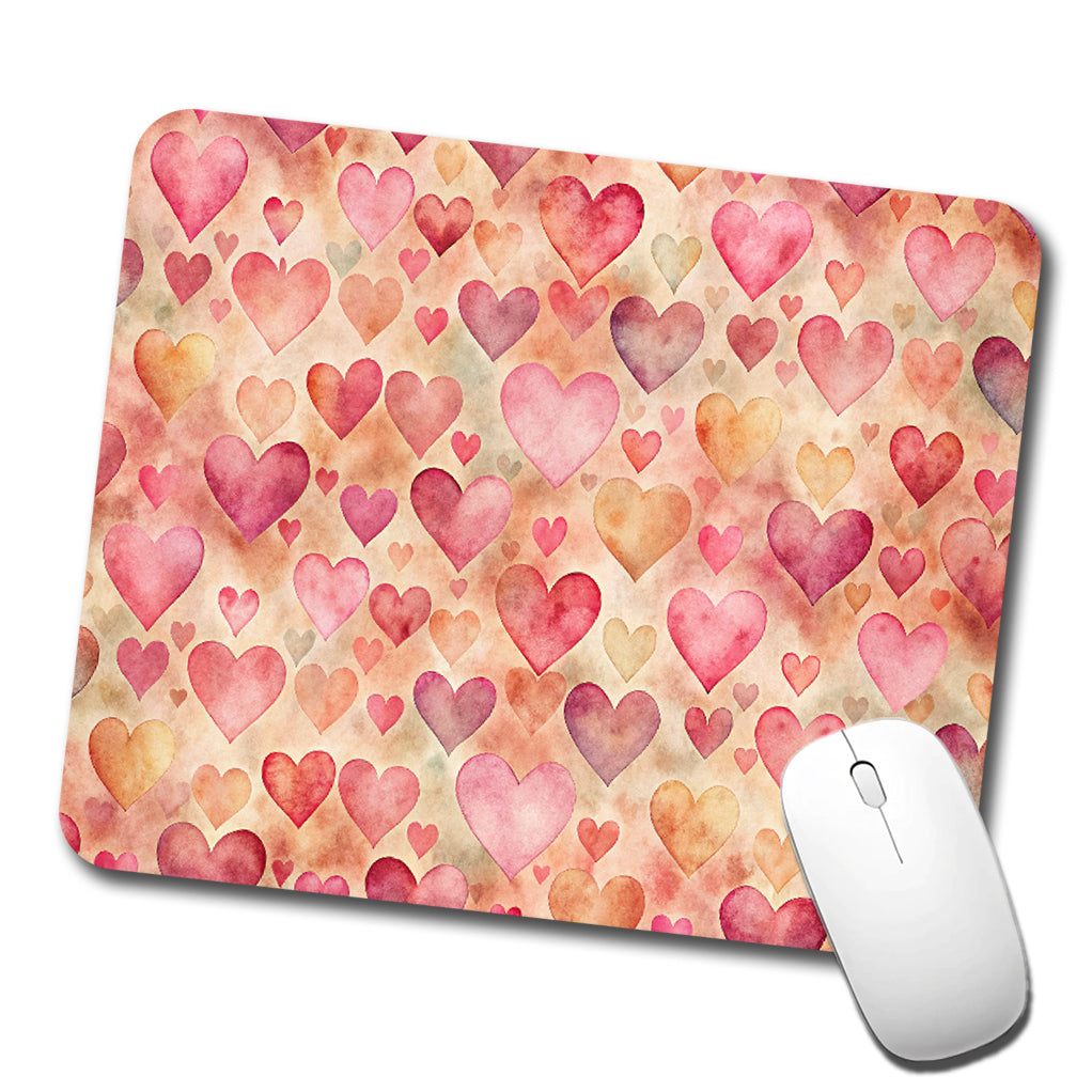 Antique Valentine's Day Hearts Pattern Low Profile Mouse Pad Mat