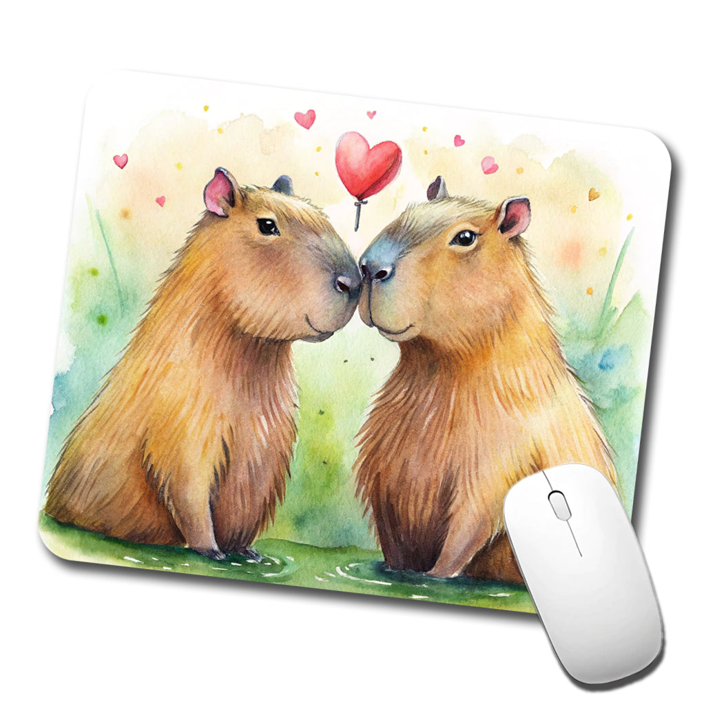 Capybaras In Love Valentine's Day Low Profile Mouse Pad Mat