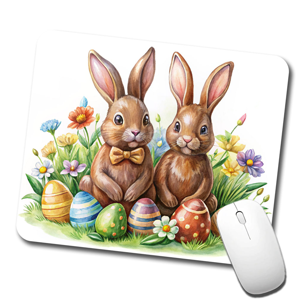 Chocolate Easter Bunnies Rabbits Cute Low Profile Mouse Pad Mat
