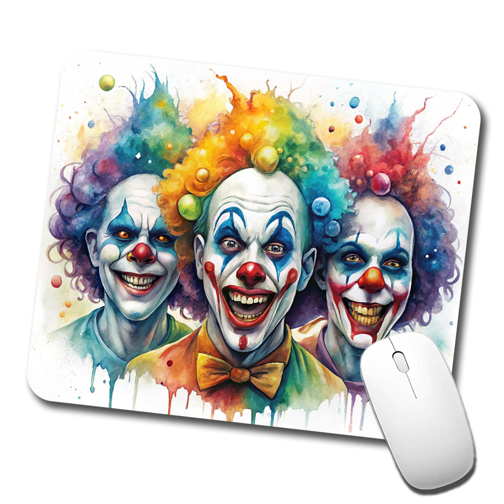 Creepy Scary Evil Killer Clowns Watercolor Low Profile Mouse Pad Mat