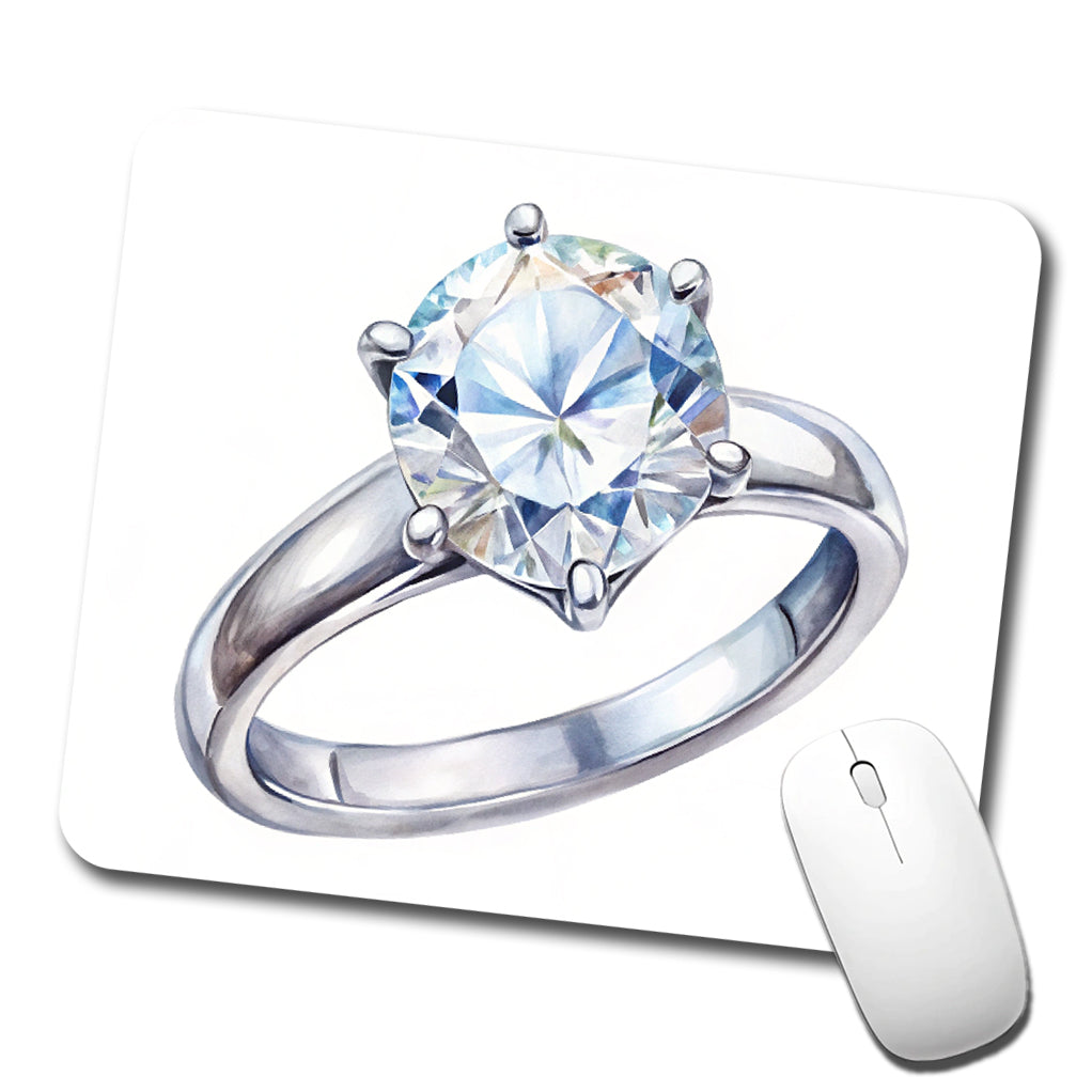 Diamond Ring Engagement Engaged Wedding Proposal Low Profile Mouse Pad Mat