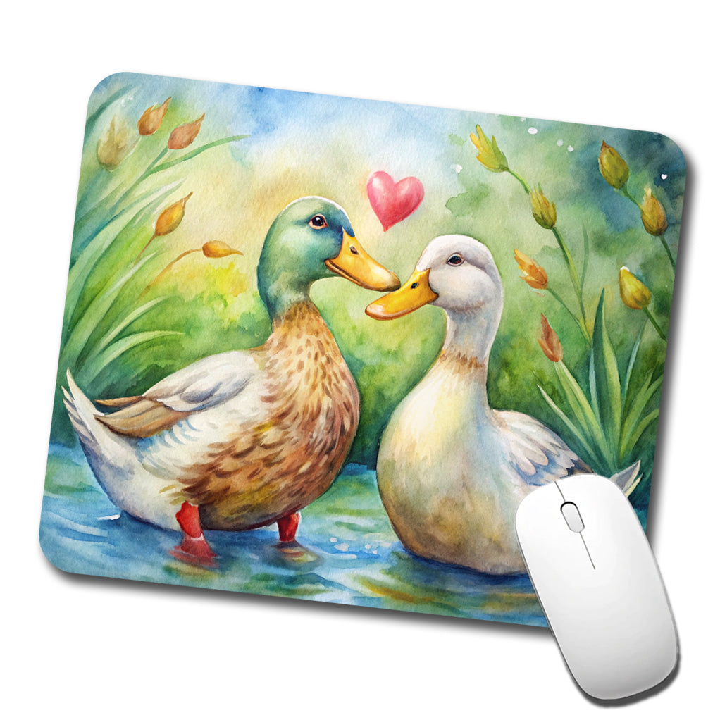 Ducks In Love Heart Valentine's Day Low Profile Mouse Pad Mat