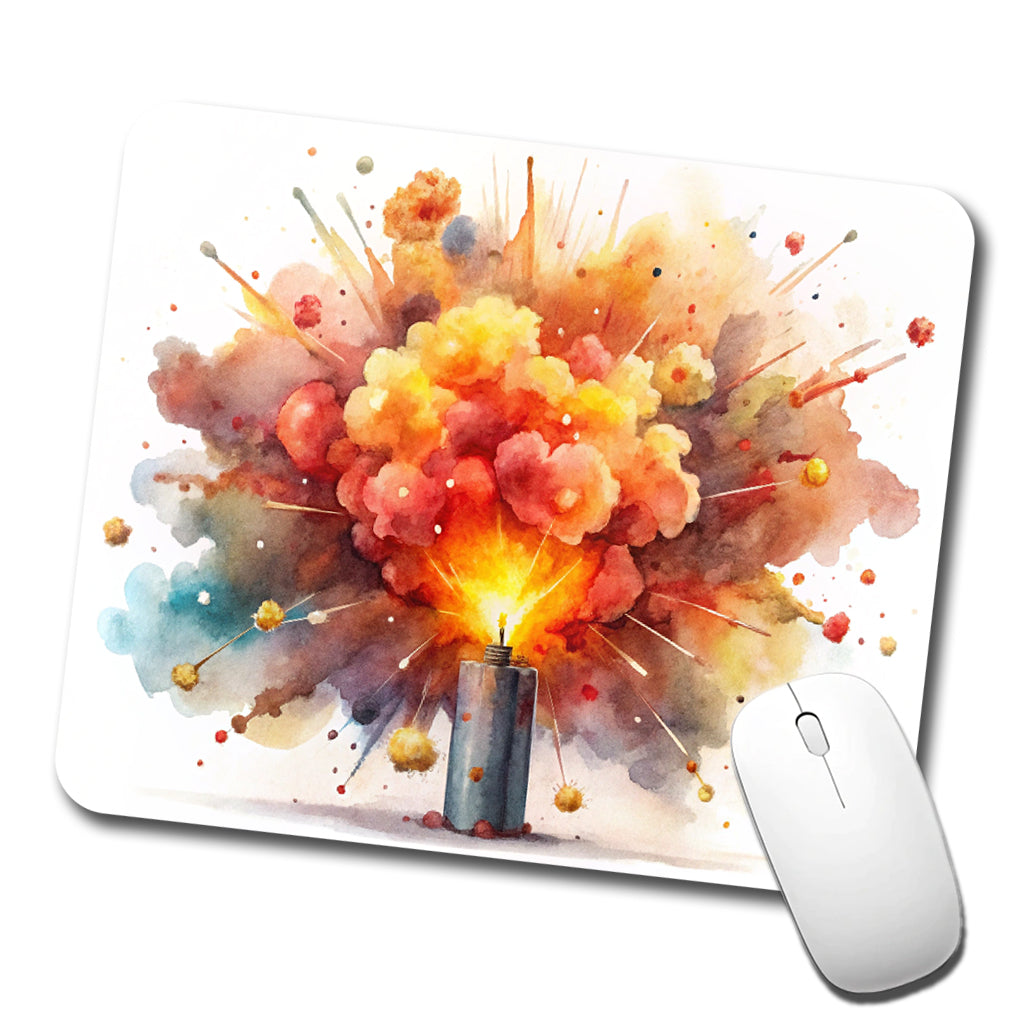 Dynamite Exploding Explosion Watercolor Low Profile Mouse Pad Mat