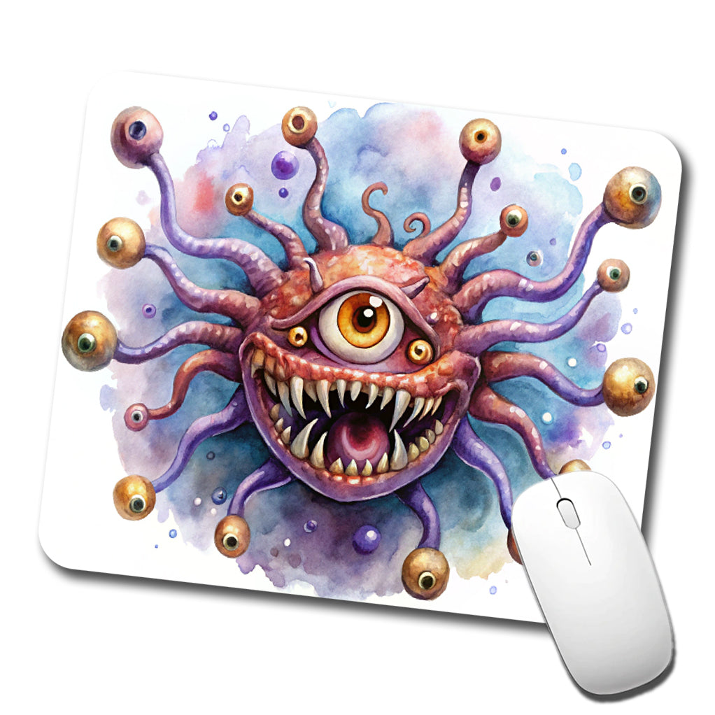 Fantasy Creature Monster Beholder Watercolor Low Profile Mouse Pad Mat