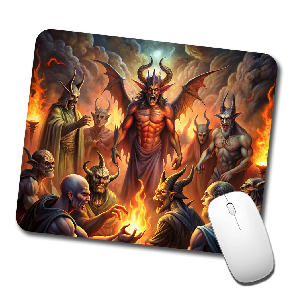 Fantasy Demon Congregation By Firelight Low Profile Mouse Pad Mat