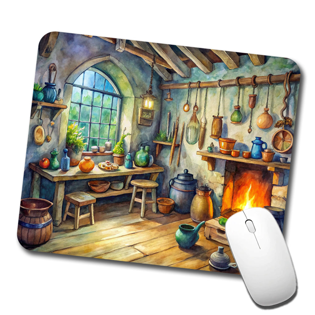 Fantasy Witch's Workshop Watercolor Low Profile Mouse Pad Mat