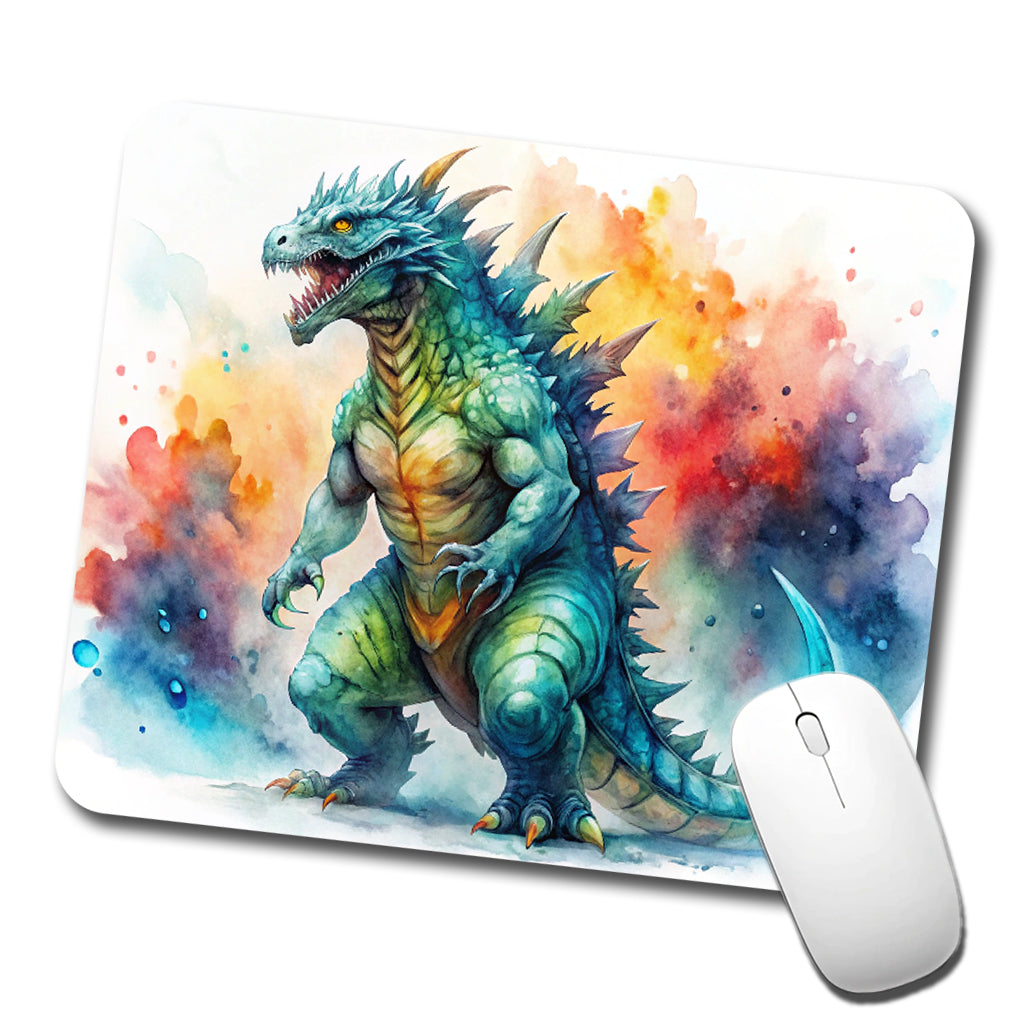 Giant Kaiju Monster Watercolor Low Profile Mouse Pad Mat