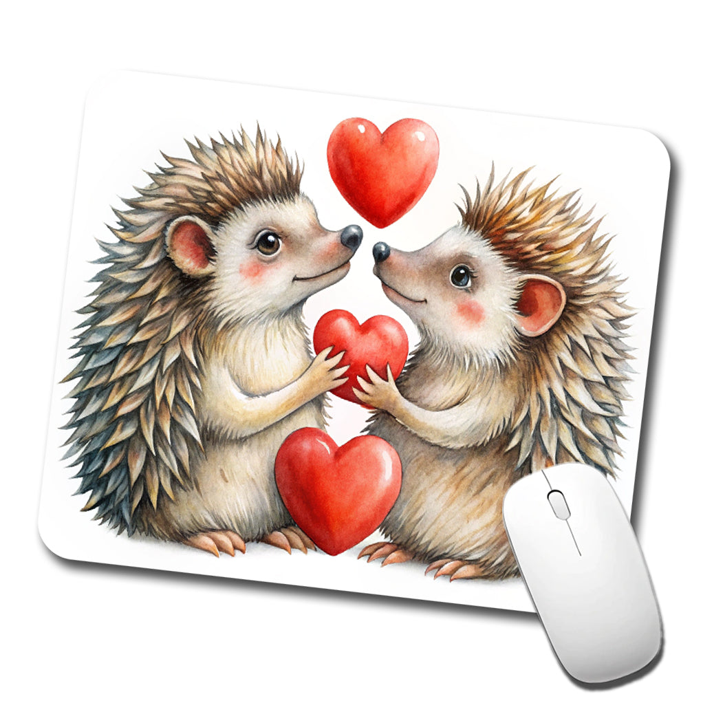 Hedgehogs In Love With Hearts Valentine's Day Low Profile Mouse Pad Mat