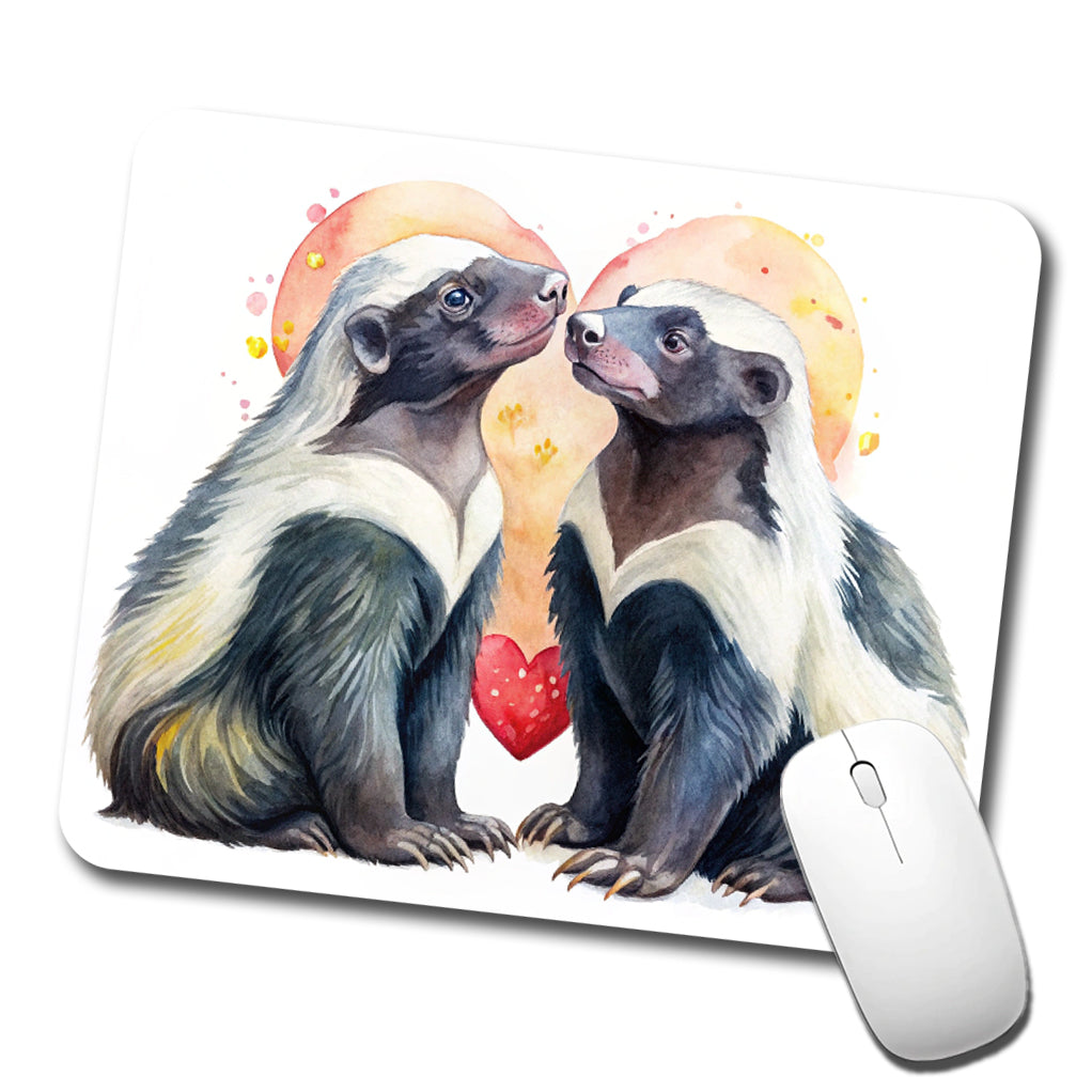 Honey Badgers In Love Heart Valentine's Day Low Profile Mouse Pad Mat