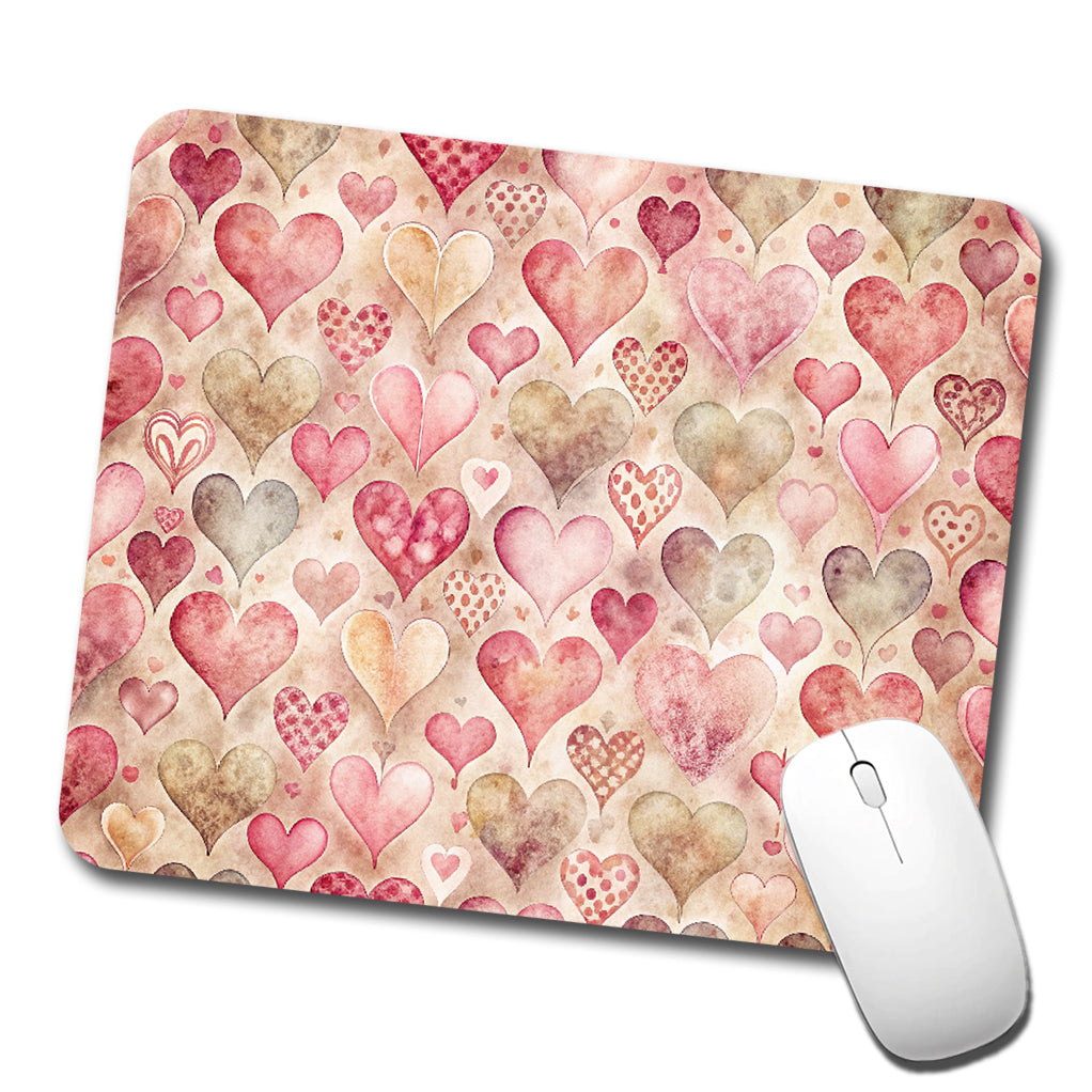 Kitschy Valentine's Day Hearts Pattern Low Profile Mouse Pad Mat