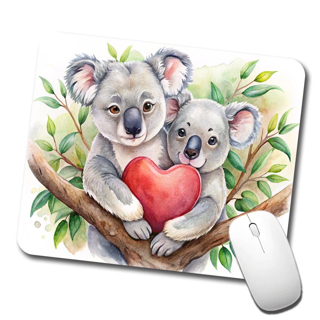 Koalas In Love Heart Valentine's Day Low Profile Mouse Pad Mat