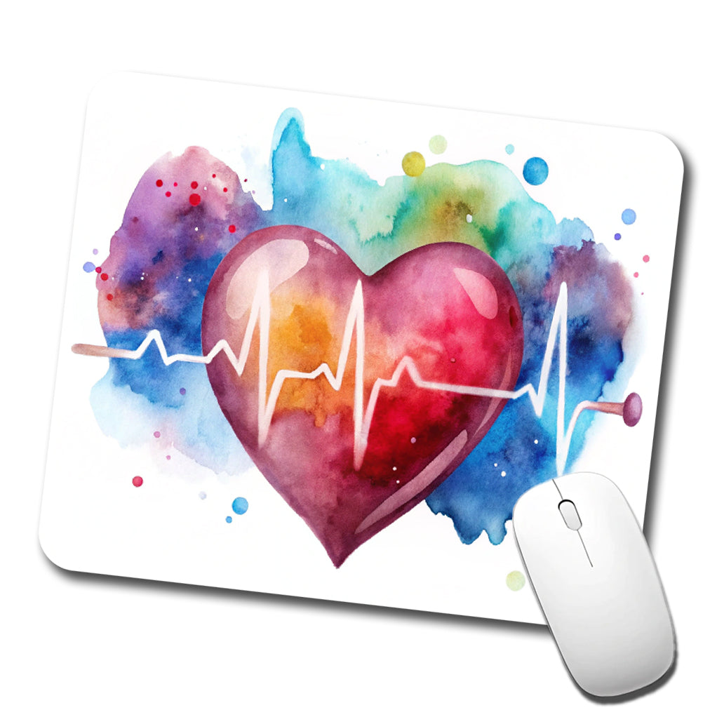 Life Pulse Heart Beat Doctor Nurse RN EMT Watercolor Low Profile Mouse Pad Mat