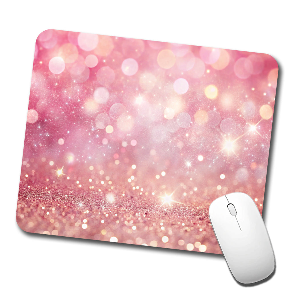 Light Pink Faux Glitter Low Profile Mouse Pad Mat