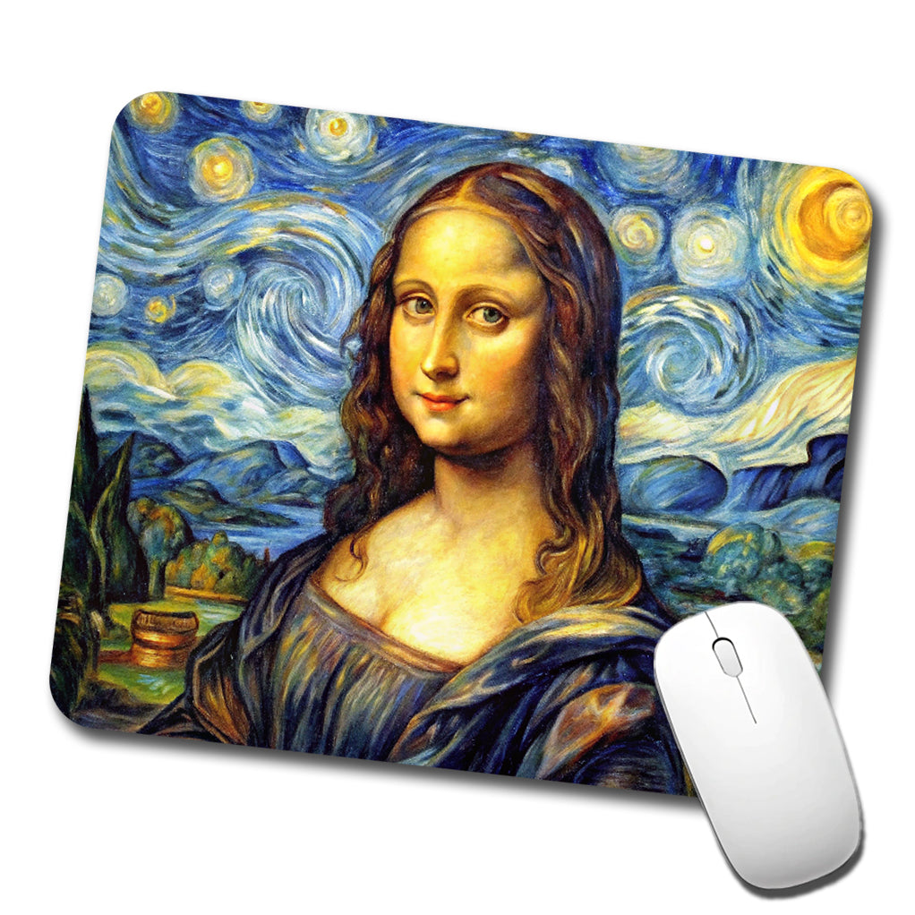 Mona Lisa Van Gogh Style Low Profile Mouse Pad Mat