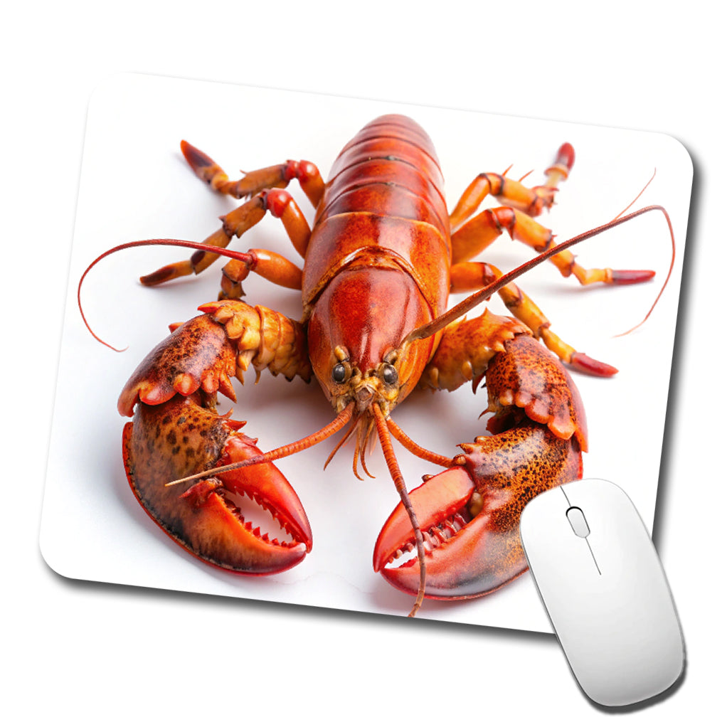 New England Lobster On White Background Low Profile Mouse Pad Mat