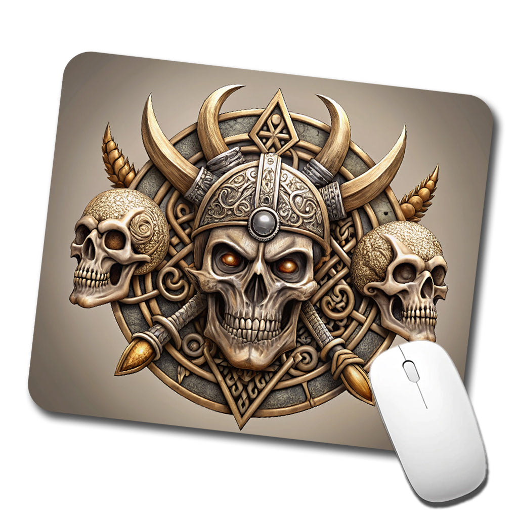 Norse Viking Symbols With Skulls Low Profile Mouse Pad Mat