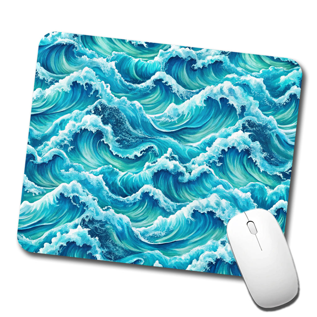 Ocean Waves Pattern Low Profile Mouse Pad Mat