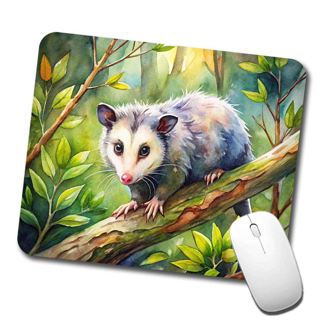 Opossum In The Forest Watercolor Low Profile Mouse Pad Mat
