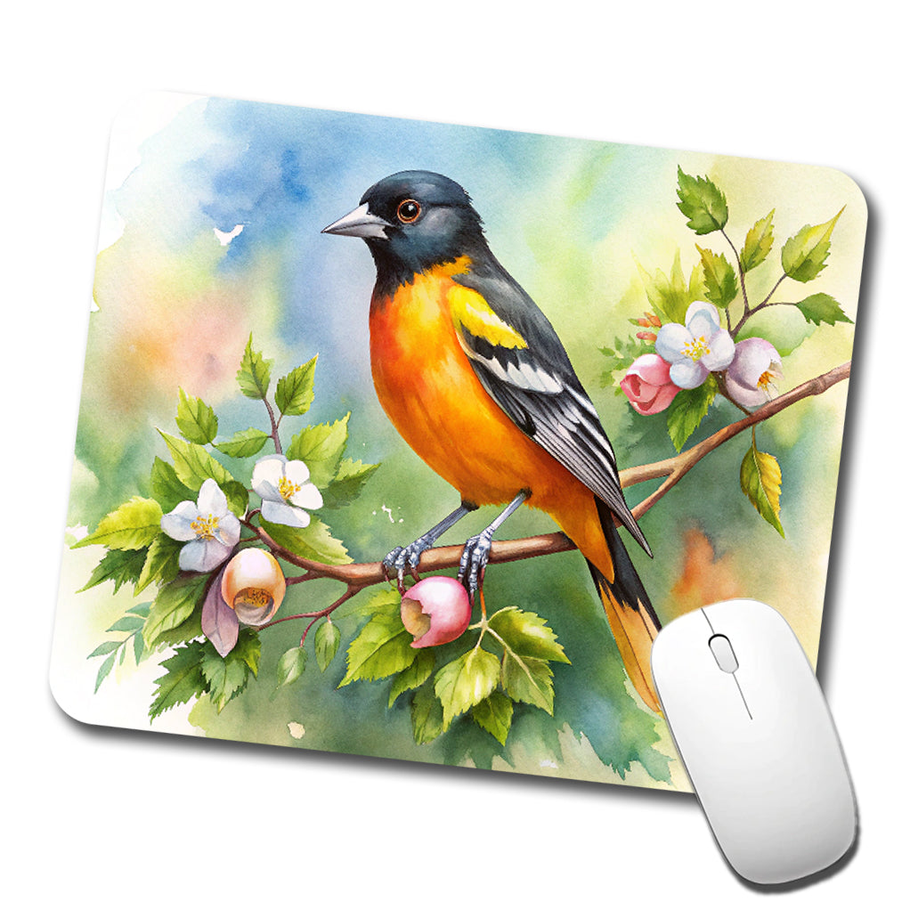 Oriole In Tree Bird Watercolor Low Profile Mouse Pad Mat
