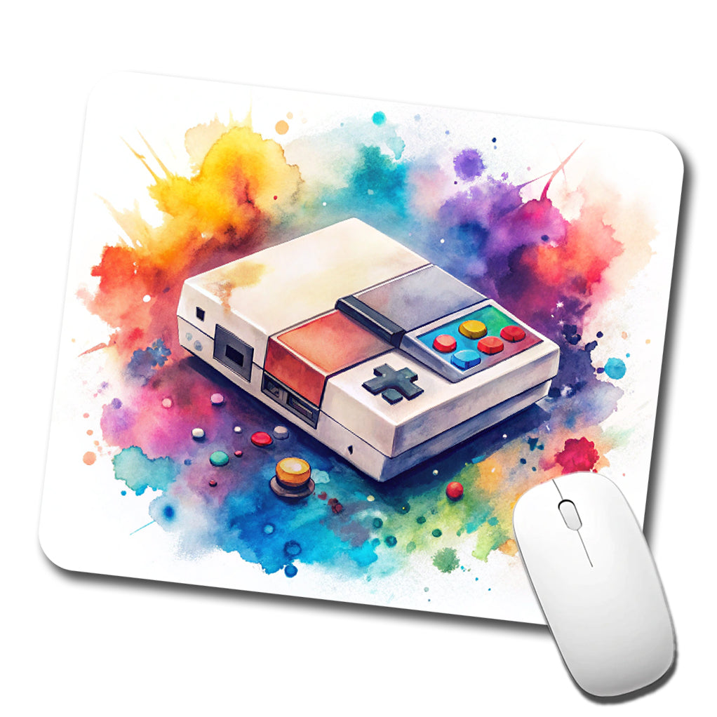 Retro Arcade Console System Watercolor Low Profile Mouse Pad Mat
