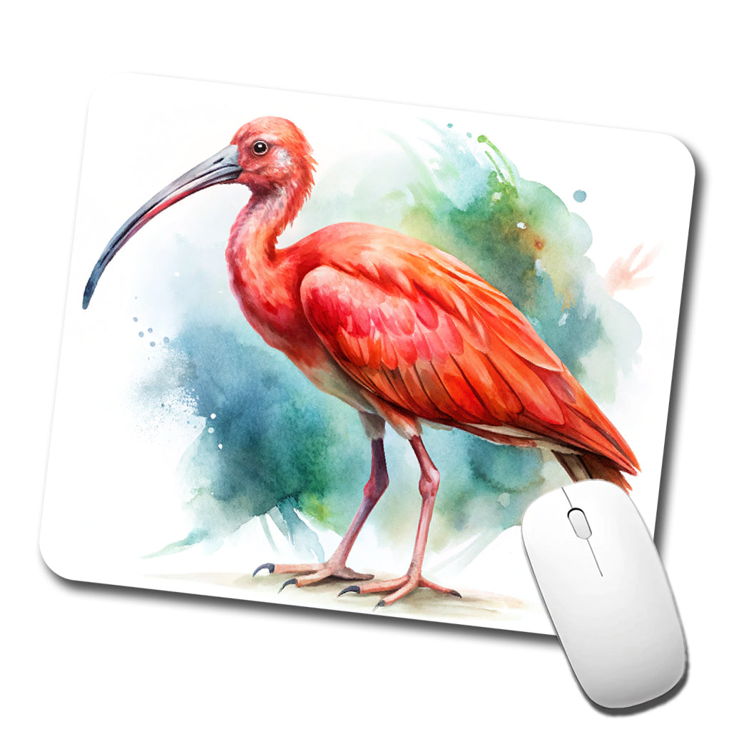 Scarlet Ibis Bird Watercolor Low Profile Mouse Pad Mat