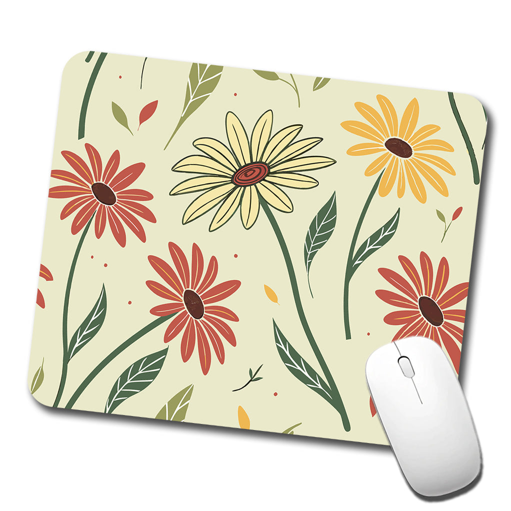 Scattered Sunflowers Sketch Low Profile Mouse Pad Mat