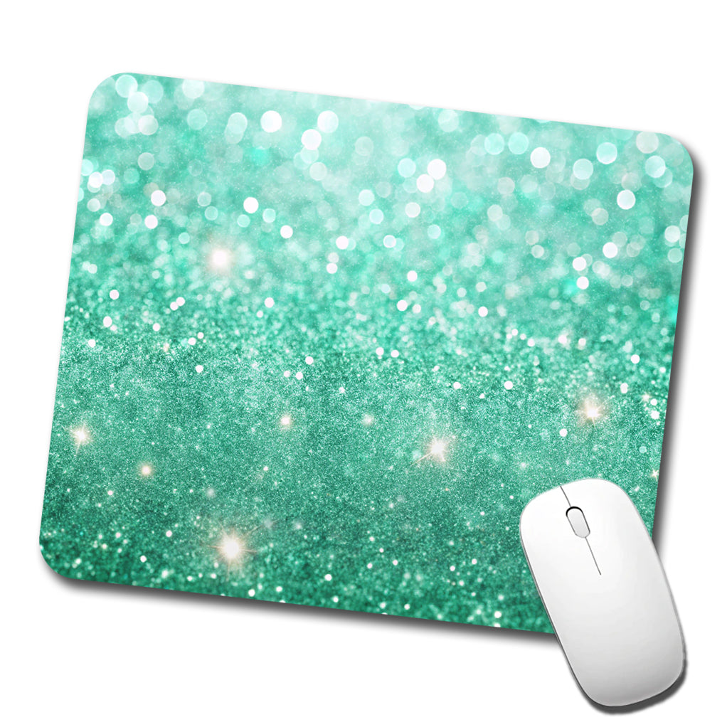 Sea Green Faux Glitter Low Profile Mouse Pad Mat