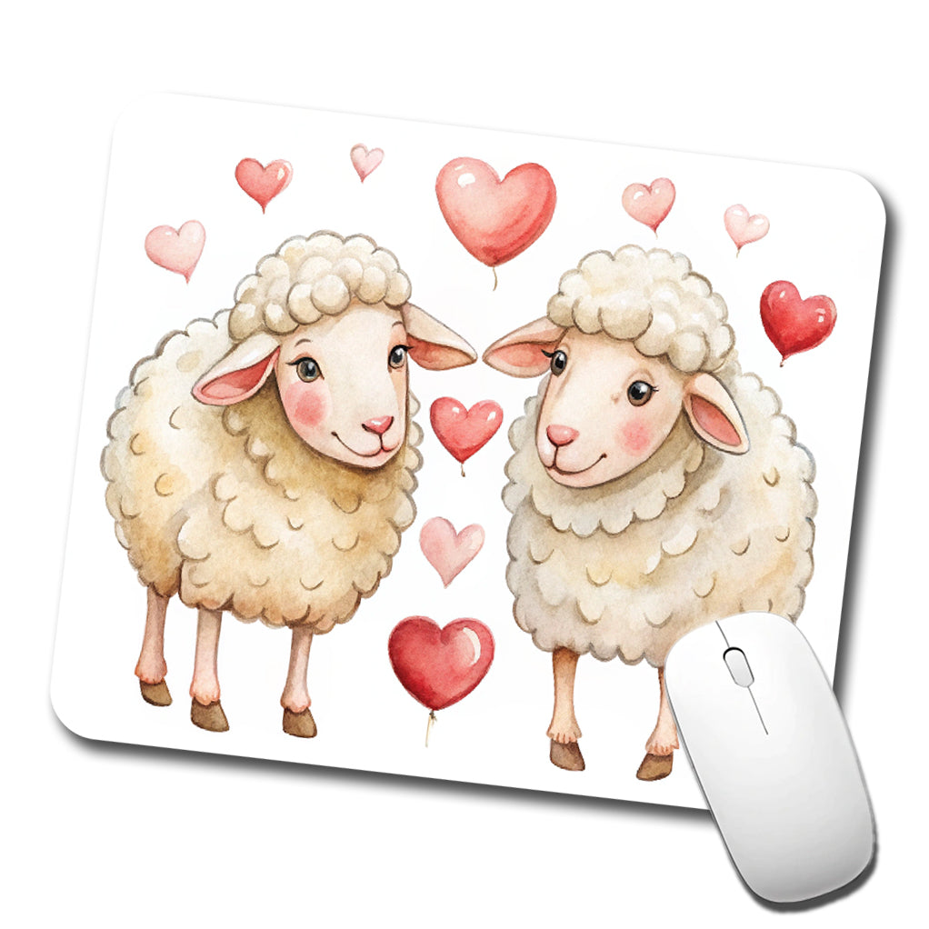 Sheep In Love With Hearts Valentine's Day Low Profile Mouse Pad Mat