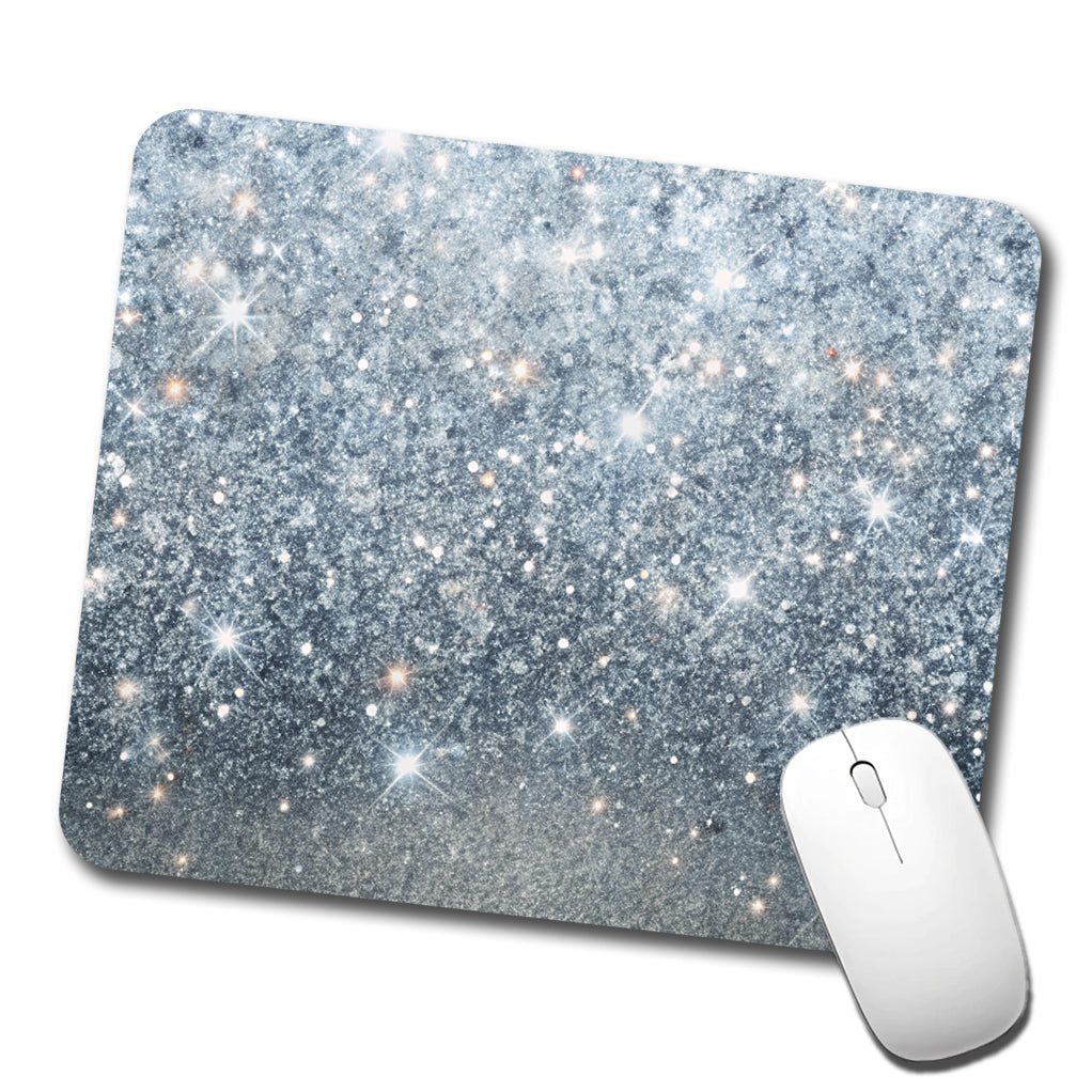 Silver Faux Glitter Low Profile Mouse Pad Mat
