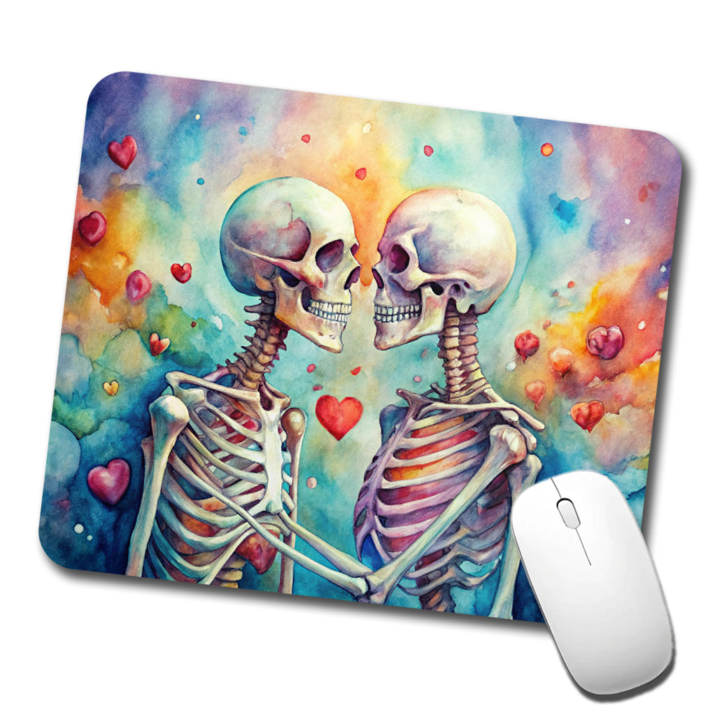 Skeletons In Love Hearts Valentine's Day Low Profile Mouse Pad Mat