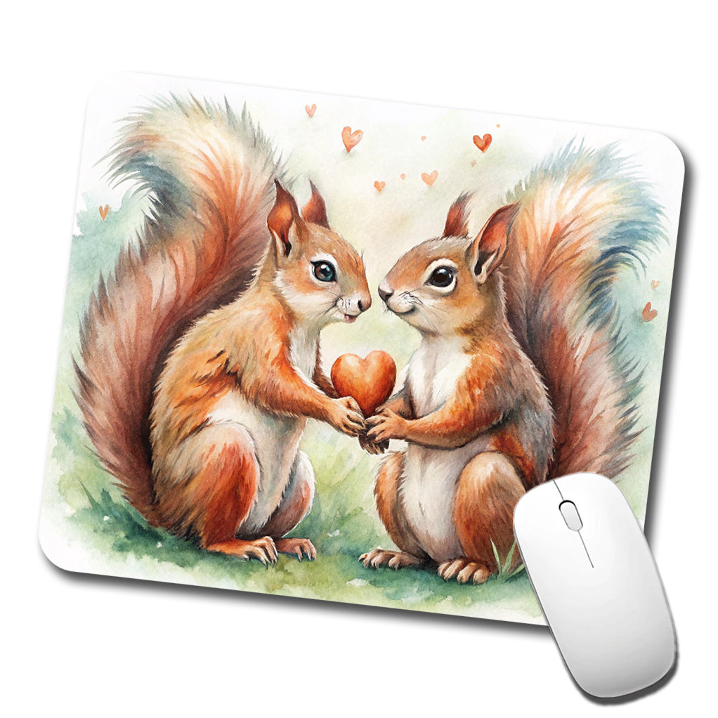 Squirrels In Love Hearts Valentine's Day Low Profile Mouse Pad Mat
