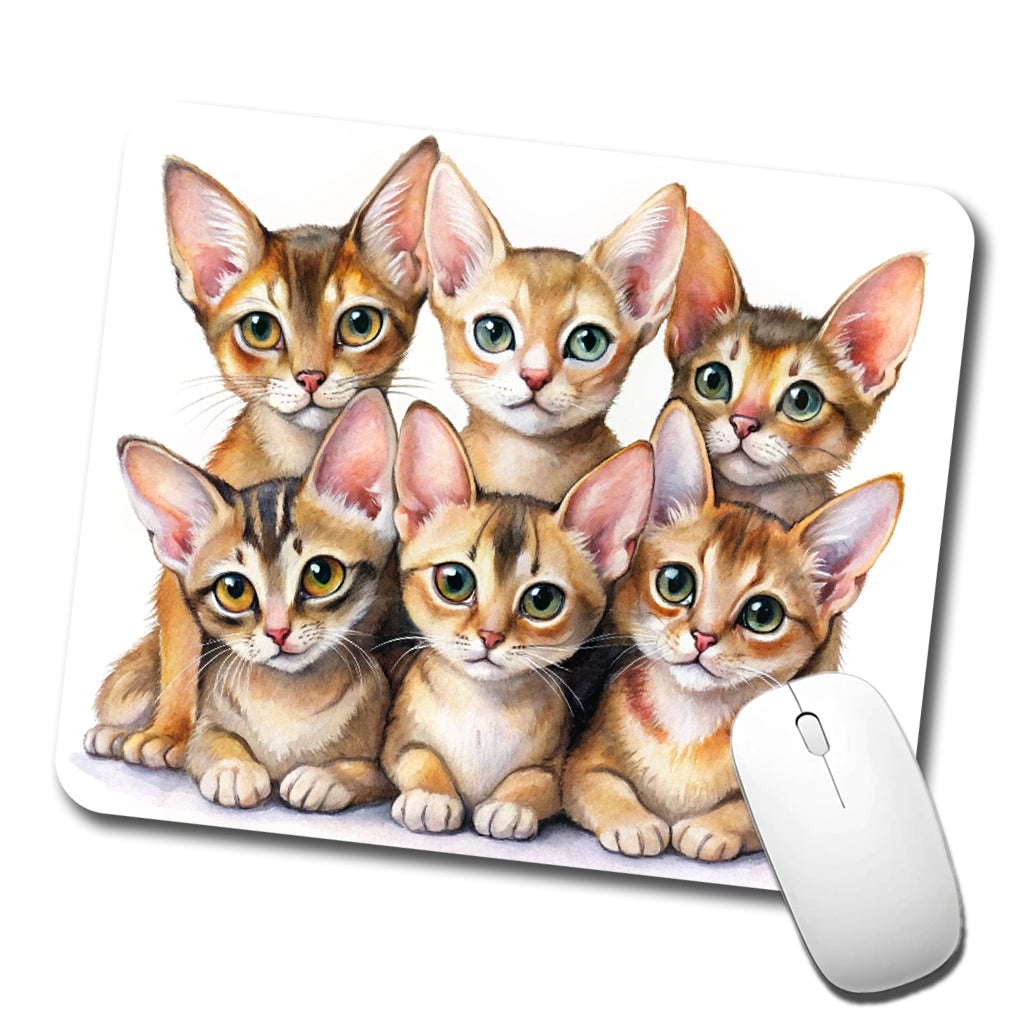 Sweet Abyssinian Cats Low Profile Mouse Pad Mat