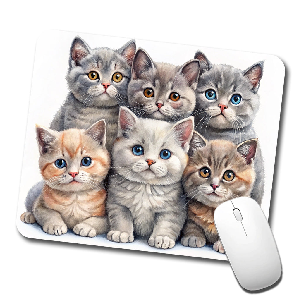 Sweet British Shorthair Cats Low Profile Mouse Pad Mat